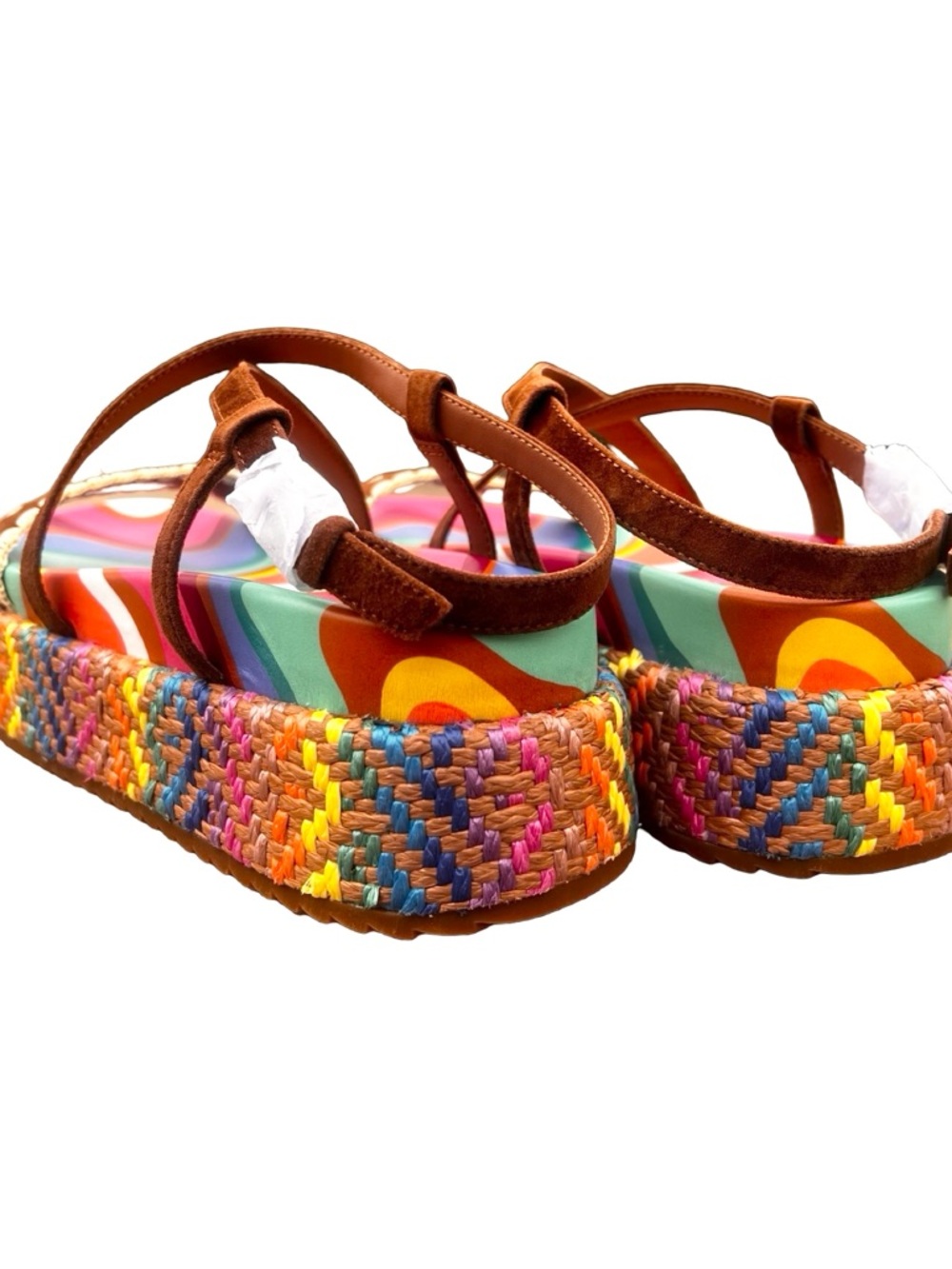 NWOB $258 KURT GEIGER Chelsea Platform Sandals – Multicolor Woven Flatform - Picture 2 of 7